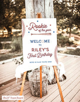 Baseball Birthday Party Welcome Sign | Rookie Of The Year Sports Theme R2