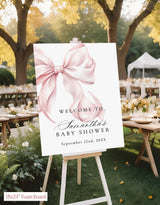 Pink Bow Baby Shower Welcome Sign | Coquette Theme