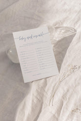 Baby Word Scramble Game | Dusty Blue Baby Shower Game Card 5x7 BM1