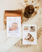 Birth Announcement Card Photo Baby | Hello World Modern Minimalist