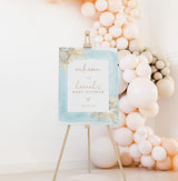 Blue Pampas Grass Baby Shower Welcome Sign | Boho Baby Shower PG2