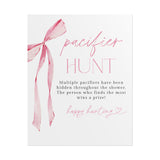Pacifier Hunt Game Baby Shower Game Sign | Pink Bow