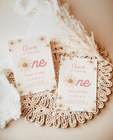 Daisy 1st Birthday Invitation with Envelopes | Wildflower Boho Girl Turning One