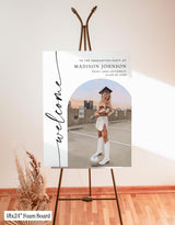 Graduation Party Welcome Sign | Personalized Photo Modern Minimalist M9