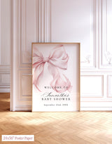 Pink Bow Baby Shower Welcome Sign | Coquette Theme
