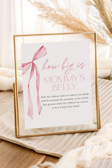 How Big Is Mommys Belly Game Baby Shower Game Sign | Pink Bow