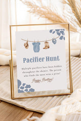 Pacifier Hunt Baby Shower Sign 8x10 | Blue Cowboy Western