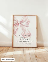 Pink Bow Birthday Party Welcome Sign | Coquette Theme R4