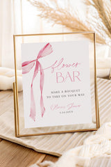 Flower Bar Baby Shower Sign | Pink Bow