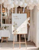 Minimalist Floral Baby Shower Welcome Sign | Hello Baby Theme