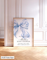 Blue Bow Baby Shower Welcome Sign | Coquette Theme
