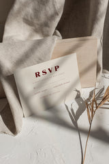 Burgundy Wedding Invitation and Rsvp Set | Minimalist Cream Invite Envelopes
