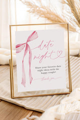 Date Night Ideas Sign Baby Shower Sign | Pink Bow