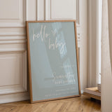 Hello Baby Shower Welcome Sign | Dusty Blue Minimalist Poster BM1