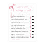 Mommy or Daddy Game Baby Shower Game | Pink Bow