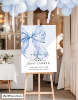 Blue Bow Baby Shower Welcome Sign | Coquette Theme