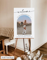 Graduation Party Welcome Sign | Custom Photo Modern Minimalist M9