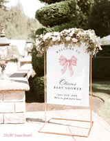 Pink Bow Baby Shower Welcome Sign | Coquette