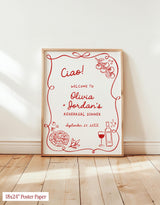 Pizza and Wine Rehearsal Dinner Welcome Sign | Modern Italian Wedding Handwritten
