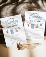A Cowboy Is On The Way Baby Shower Invitation | Little Boy Western Theme 5x7 - detail view