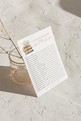 20 Questions About the Bride Game | Wildflower Books Bridal Shower - Printed Game by Wild Bloom Design Studio