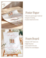 A New Chapter Bridal Shower Welcome Poster | Floral Storybook Handwritten Spring - product view 7