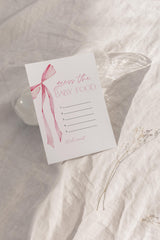 Guess the Baby Food Game Answer Card Baby Shower Card | Pink Bow
