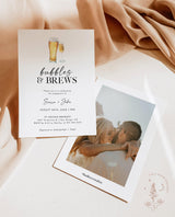Bubbles and Brews Invitation with Envelopes | Brewery Engagement Couples Party