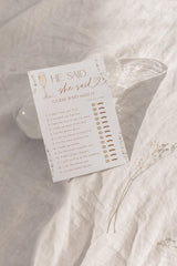 He Said She Said Bridal Shower Game | Pearls and Prosecco