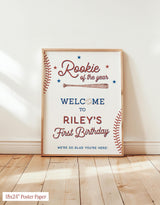 Baseball Birthday Party Welcome Sign | Rookie Of The Year Sports Theme R2