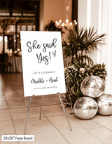She Said Yes Engagement Party Sign | Boho Calligraphy Theme