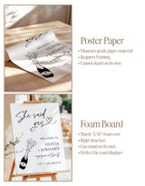 She Said Yes Engagement Party Welcome Sign | Modern Champagne M9