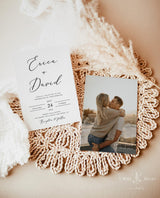 Minimalist Wedding Invitation with Envelopes | Modern Photo Wedding Invite 5x7