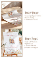 A New Chapter Bridal Shower Welcome Poster | Floral Storybook Handwritten Spring - product view 7