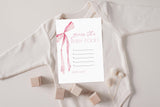 Guess the Baby Food Game Answer Card Baby Shower Card | Pink Bow