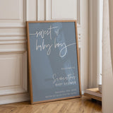 Sweet Baby Boy Baby Shower Welcome Sign | Dusty Blue Minimalist Poster BM1