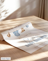 A Little Cowboy On The Way Baby Shower Welcome Sign | Dusty Blue Party - product view 7