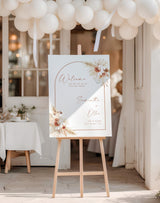 Boho Arch Wedding Welcome Sign | Pampas Grass Terracotta Wedding Poster