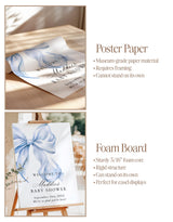 Blue Bow Baby Shower Welcome Sign | Coquette Theme