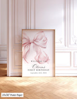 Pink Bow Birthday Party Welcome Sign | Coquette Theme R4