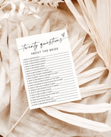 20 Questions About the Bride | Modern Bridal Trivia Shower M9