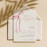 Sweet Baby Girl Baby Shower Invitation | Pink Bow