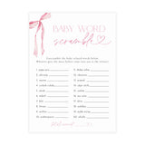 Baby Word Scramble Game Baby Shower Game | Pink Bow