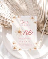 Daisy 1st Birthday Invitation with Envelopes | Wildflower Boho Girl Turning One
