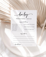 Minimalist Baby Predictions Card | Advice Wishes Parents Gender