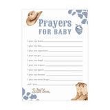 Prayers for Baby Baby Shower Card | Blue Cowboy Western