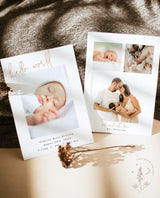 Birth Announcement Card Photo Baby | Hello World Modern Minimalist