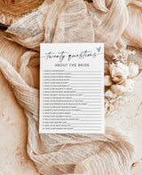 20 Questions About the Bride | Modern Bridal Trivia Shower - Printed Game by Wild Bloom Design Studio