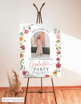 Wildflower Graduation Party Welcome Sign | Personalized Photo W1