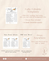 Halloween Baby Shower Games, Pumpkin Baby Shower Game Bundle, Gender Neutral, A Little Boo Games, Spooky Baby Shower Game Templates, H9